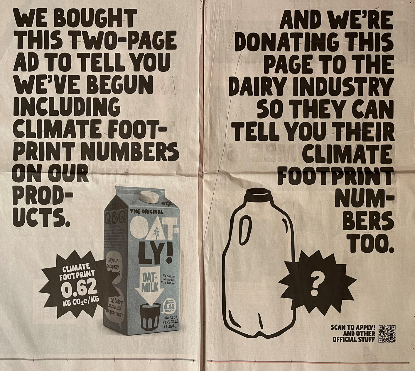 Oatly Asks Big Dairy to Put Its Money Where Its Mouth Is on Climate Claims